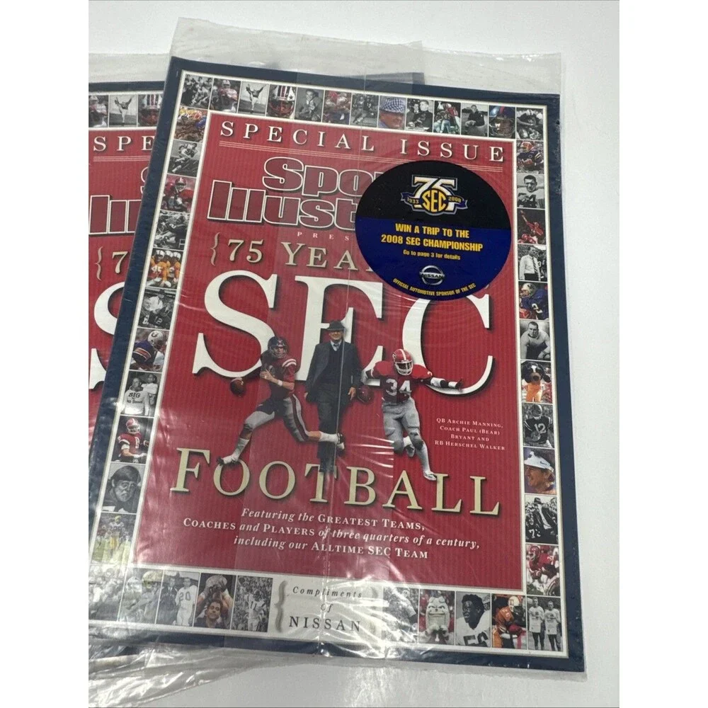 4x SPORTS ILLUSTRATED 75 Years of SEC Football New Unopened Alabama Bear Bryant